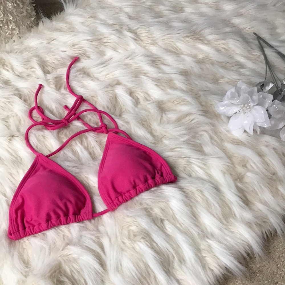 Pink triangle bikini top